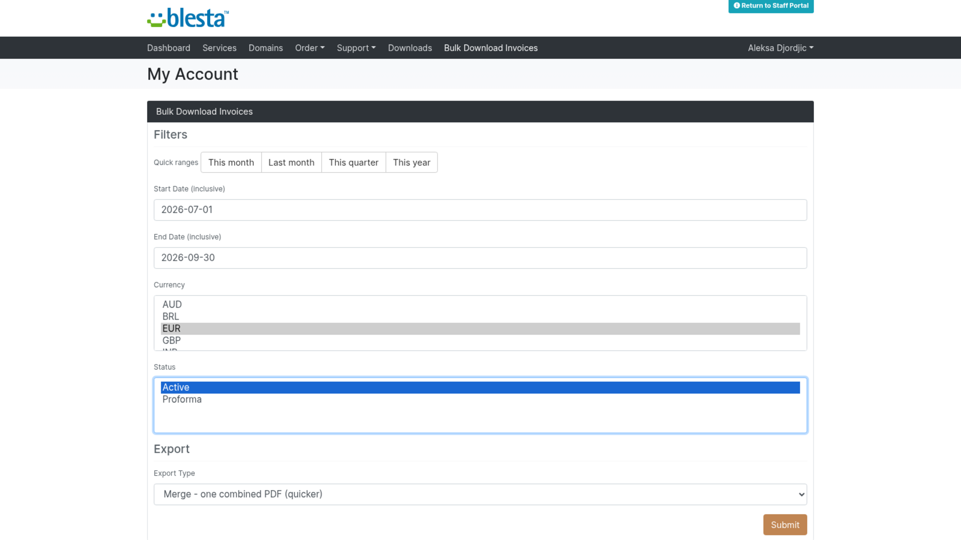 Bulk Download Invoices screenshot 2