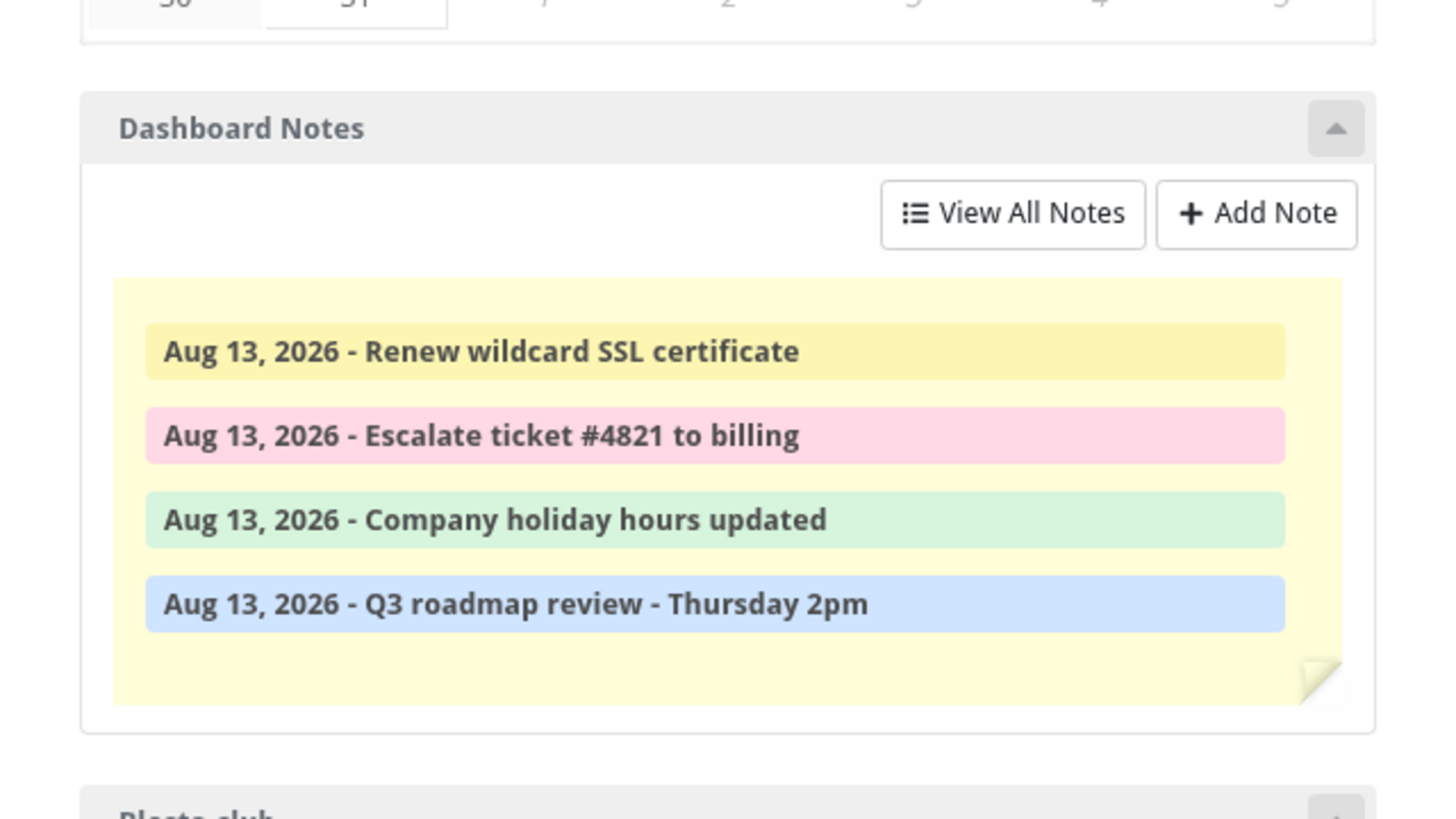 Dashboard Notes screenshot 2