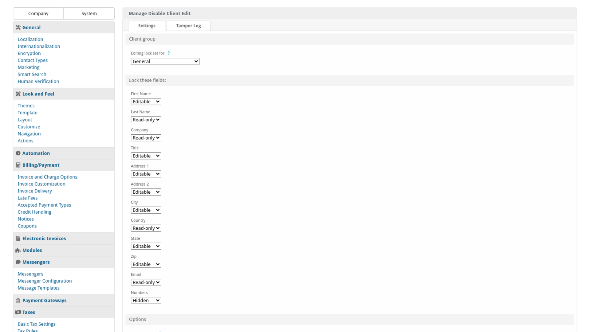 Disable Client Edit screenshot 1