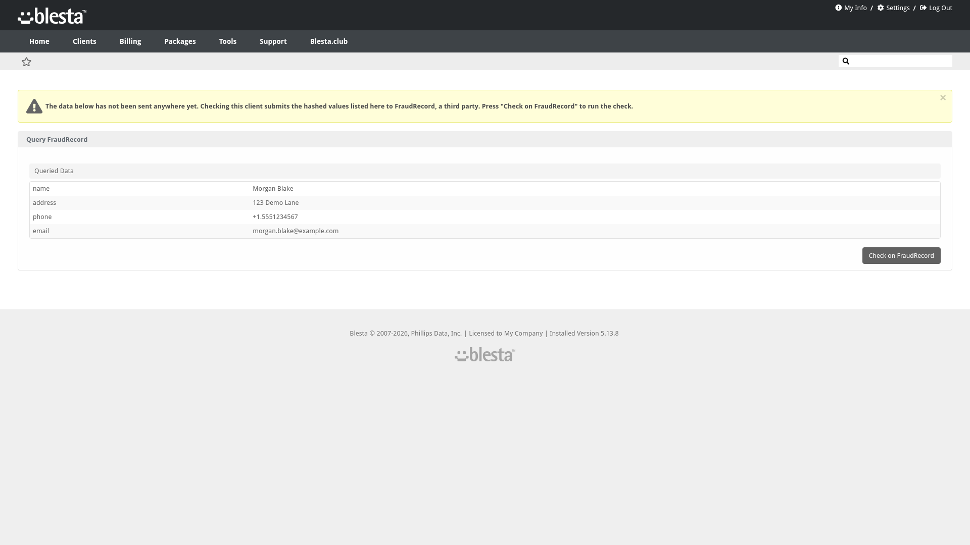 FraudRecord Query screenshot 3