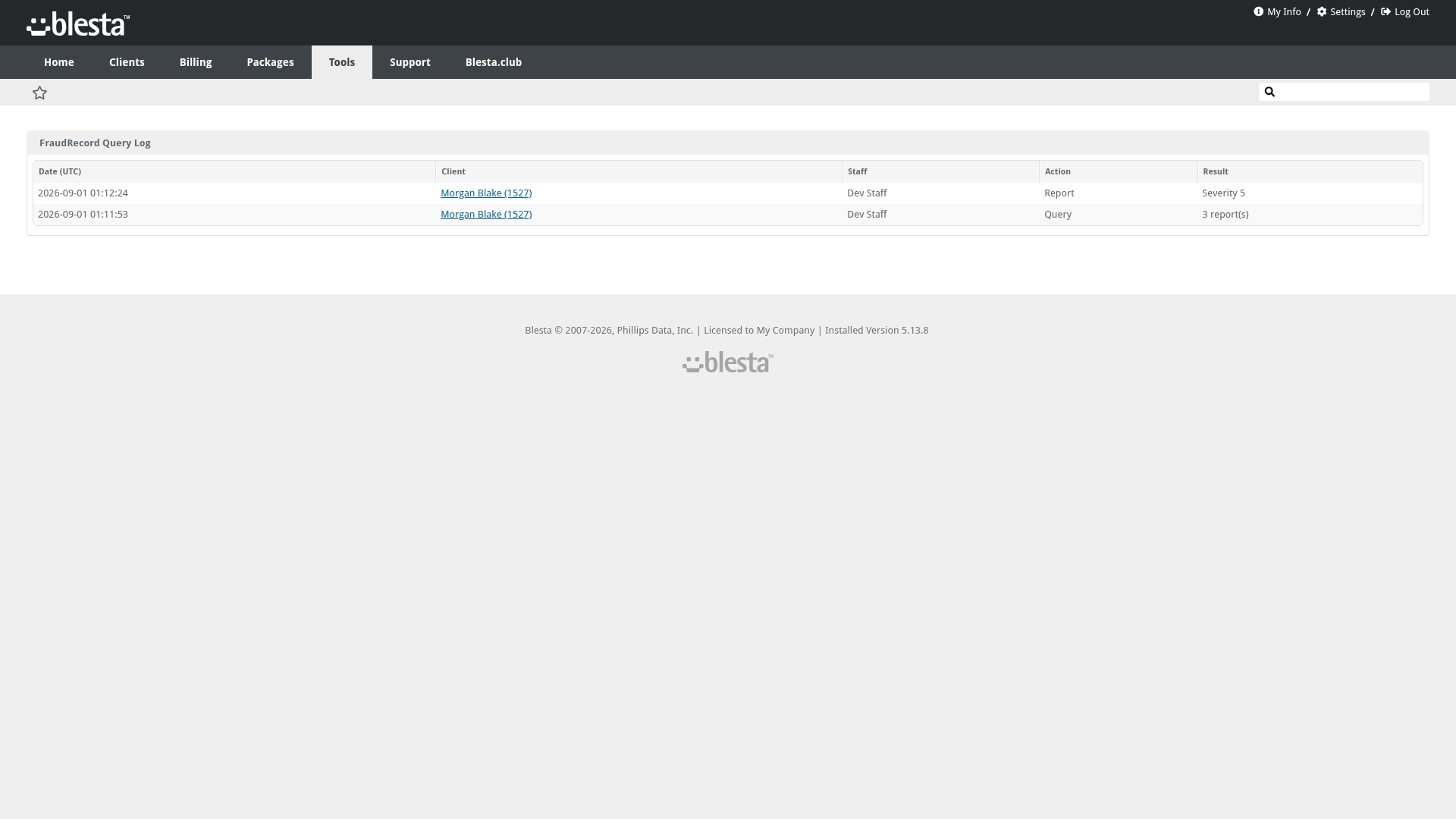 FraudRecord Query screenshot 4