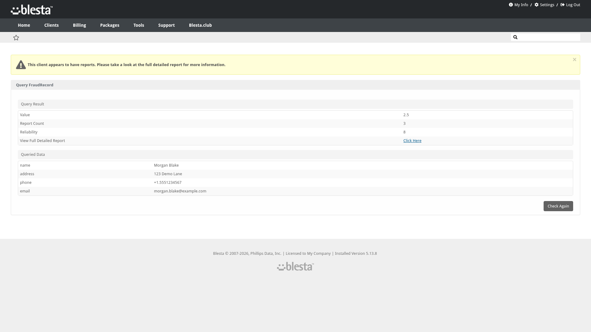 FraudRecord Query screenshot 5