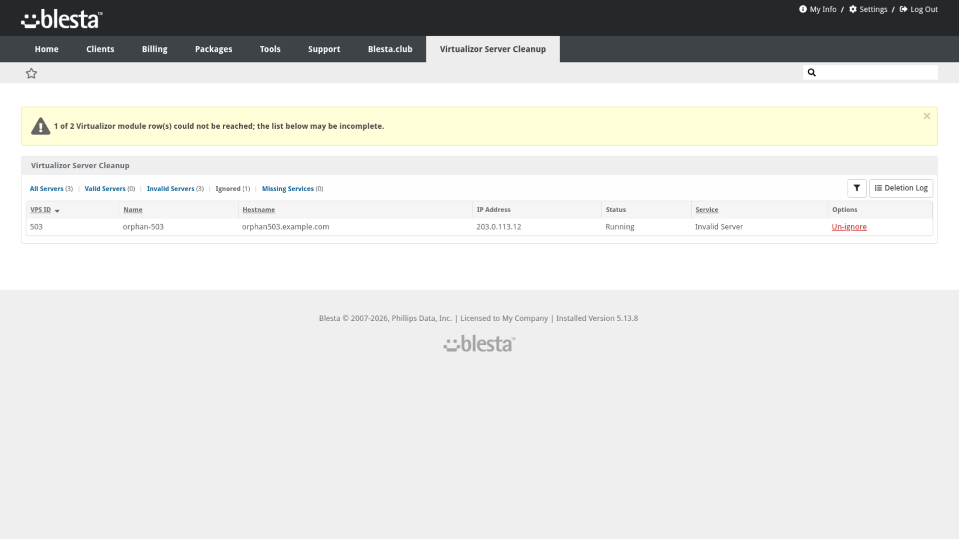 Virtualizor Server Cleanup screenshot 2