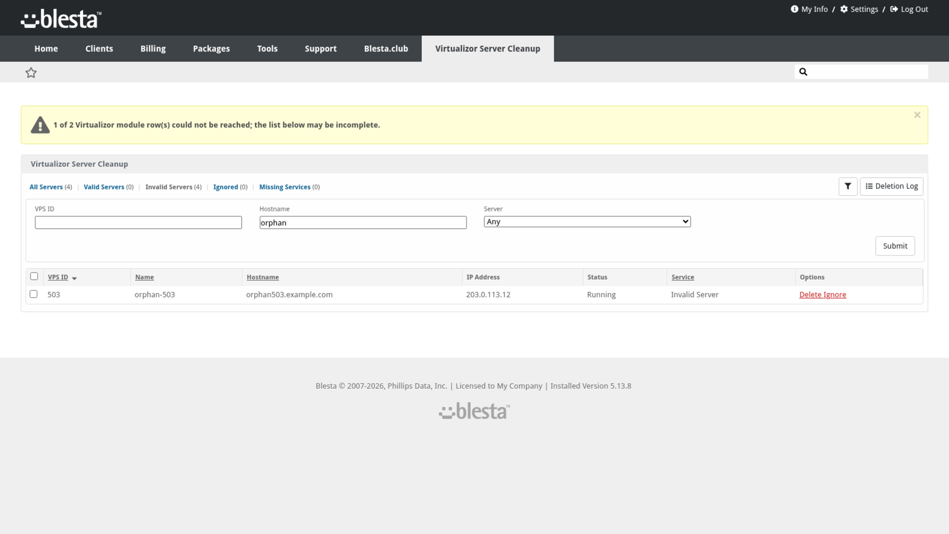 Virtualizor Server Cleanup screenshot 3